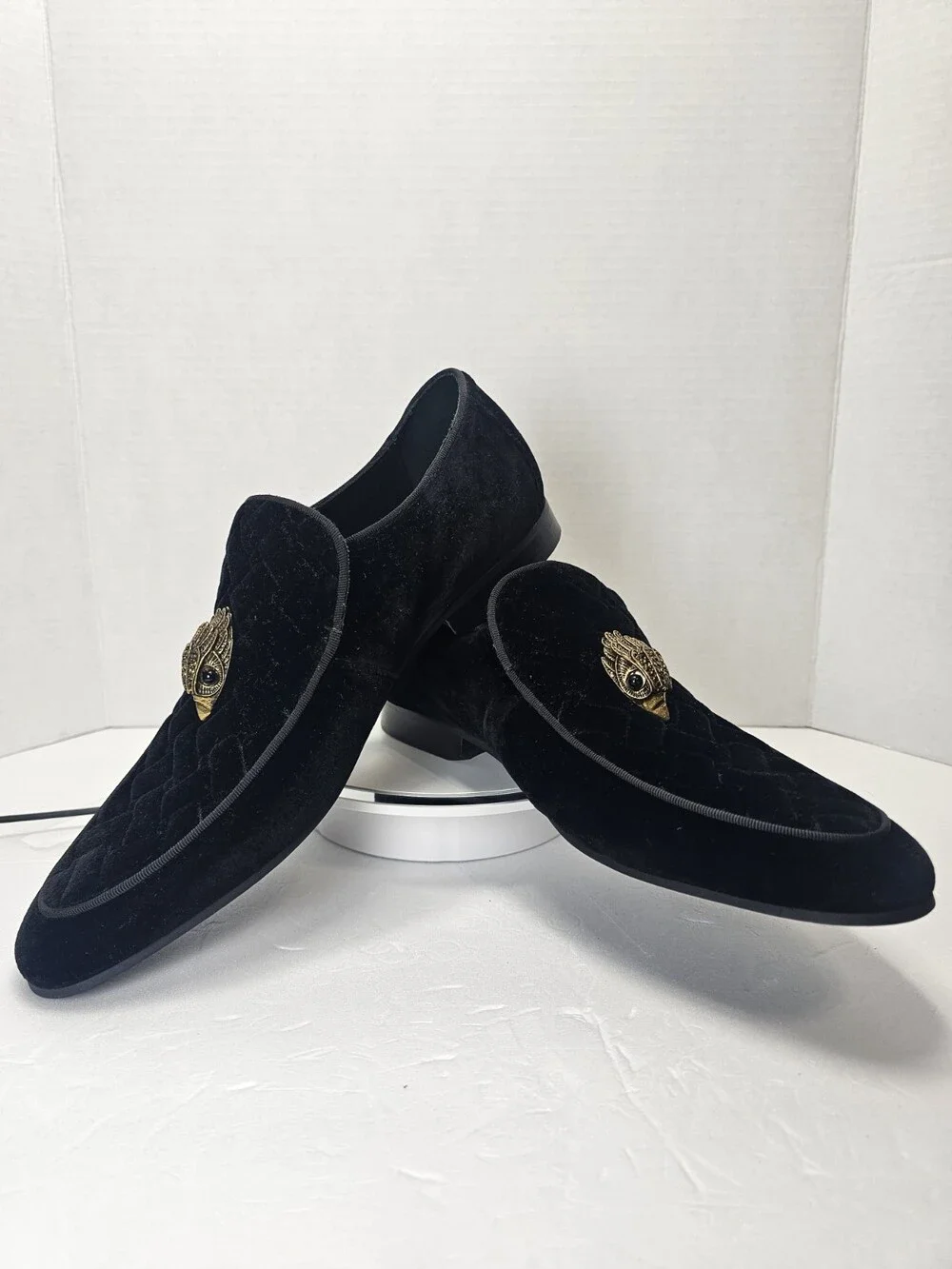 Kurt Geiger London Black Velvet Eagle Head Loafers Men’s US 8.5 UK 7.5 EU 41.5